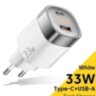 Зарядний пристрій Essager 33W GaN TypeC USB Цифровий дисплей PD+QC Швидка зарядка для Apple iPhone, iPad, MacBook, Samsung, Xiaomi, для ноутбуків White (682699245432)