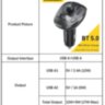 Автомобільний FM-трансмітер Essager F01 Bluetooth 5.0 FM-передавач 2 USB ресивер, модулятор, плеєр MP3 black (6972336336433)