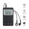 Кишеньковий міні-радіоприймач з акумулятором та навушниками Радіо FM AM STEREO Led-дисплей Black