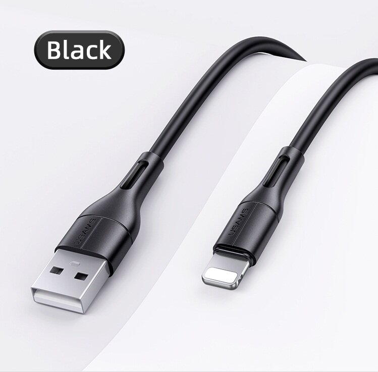 Кабель USAMS U68 USB - Lightning для iPhone, iPad для передачі даних і заряджання 2A data cable 1000mm чорний