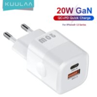 Зарядний пристрій KUULAA PD 20W GaN USB Type-C Швидка зарядка QC3.0+PD3.0 для Apple iPhone, iPad, Samsung, Xiaomi White (69001504)