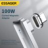 Магнітний адаптер ESSAGER 100Вт Type C – USB C кут 90 градусів з конектором Швидка зарядка PD3.0 передача даних 20Гбіт/с Відеовихід 4K/60Гц (729972590405)