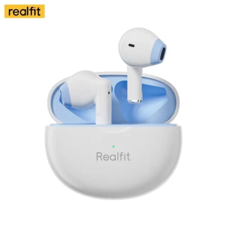 Бездротові навушники Realfit TWS BT5.3 ігрові з покращеними басами Bluetooth  5.3 White 