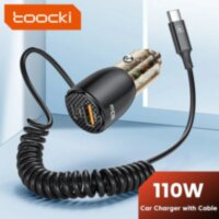  Автомобільний зарядний пристрій Toocki 110W USB + Type C + вбудований кабель Type C швидка зарядка для ноутбука, планшета, смартфона (738865773106)