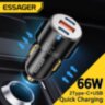  Автомобільний зарядний пристрій Essager 66W USB Type-C швидка зарядка для ноутбука, планшета, смартфона (684748749659)
