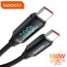 Кабель Toocki Type-C to Type-C PD 100W (20V/5A) LED дисплей швидка зарядка та передача данних для ноутбуків планшетів 2000мм BLACK (785695650098)