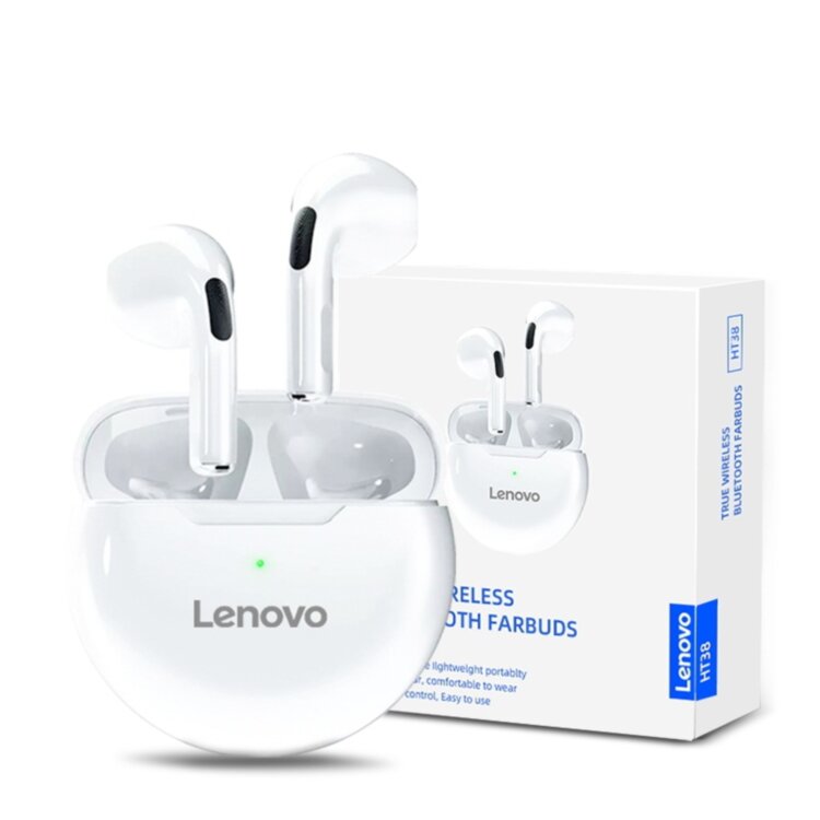 Бездротові навушники Lenovo HT38 Bluetooth 5.0 TWS Earphone сенсорні з мікрофоном White (688482001522)  