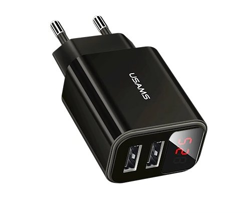 Сетевое зарядное устройство Usams CС073 DUAL USB 2.1А c LED дисплеем back