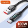 Кабель Toocki USB – Type-C PD 100W 6А LED дисплей швидка зарядка для смартфонів планшетів 2000мм Black (728812377359)