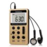 Кишеньковий міні-радіоприймач RETEKESS з акумулятором та навушниками Радіо FM AM LED-дисплей Gold