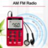 Кишеньковий міні-радіоприймач RETEKESS з акумулятором та навушниками Радіо FM AM LED-дисплей Red