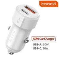 Автомобільний зарядний пристрій toocki TQ-CC25 50W Швидка зарядка PD3.0 Type C Quick Charge 3.0 USB White (730211951721)