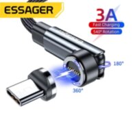 Магнітний кабель Essager Type-C 3А поворотний 360° FAST CHARGING 9V-2A/5V-3A передача даних 2000мм black (678559053114)