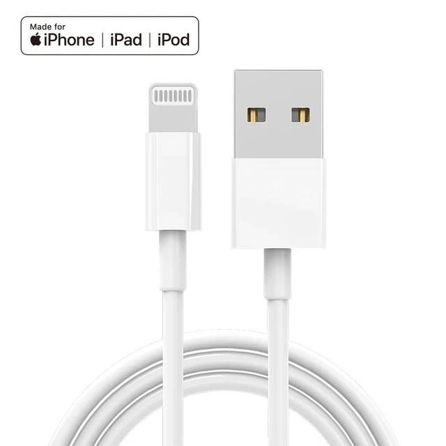 Кабель для Apple Lightning to USB data cable для iPhone, iPad, iPod швидка зарядка передача даних 1000mm білий model A1480 (5T3381227)