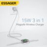 Магнітний бездротовий зарядний пристрій Essager MagSafe 15 Вт Швидка бездротова Qi зарядка 3в1 для Apple Samsung White (695844357005)