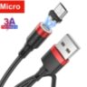 Магнітний кабель USLION microUSB 3A для швидкої зарядки і передачі данних Red 1м 