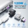 Магнітний адаптер Elough 120Вт Type C – USB C кут 90 градусів з конектором підтримка швидкої зарядки PD та передачі даних